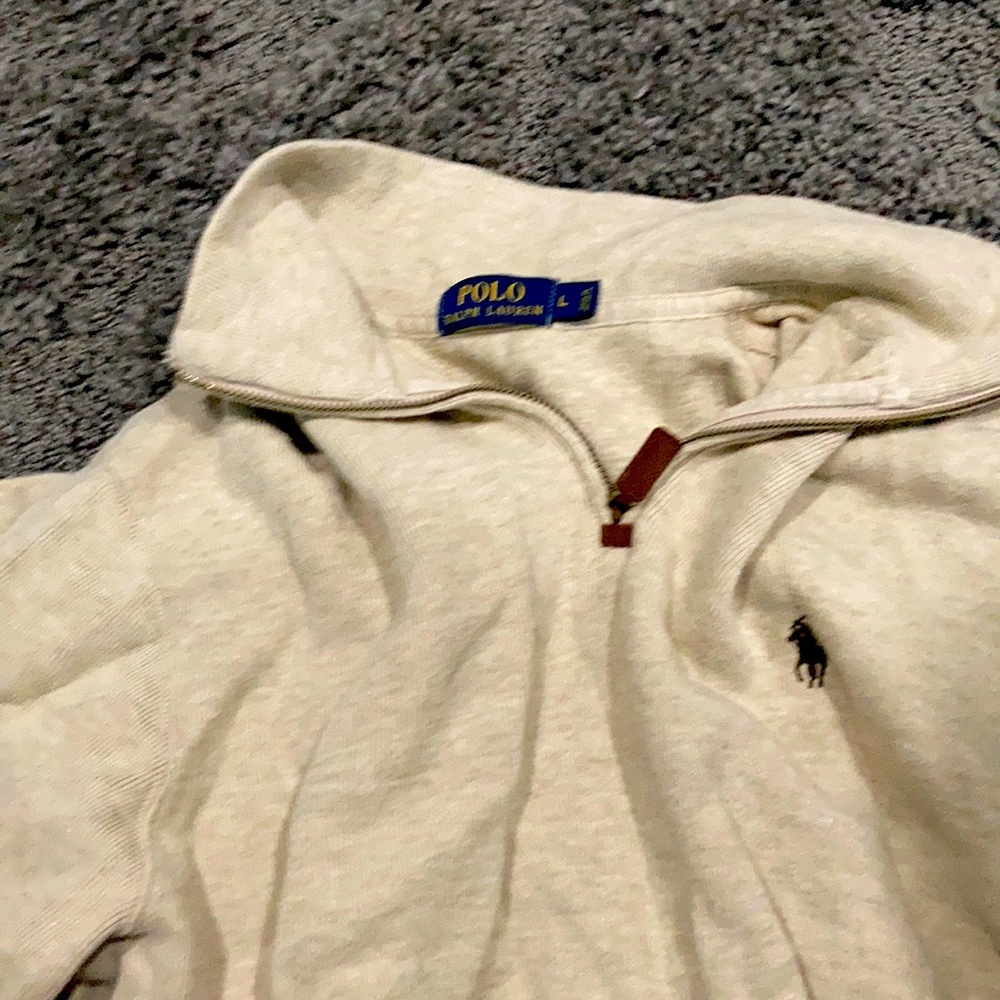 Polo Ralph Lauren men’s large light tan sweater 1/2 zip
